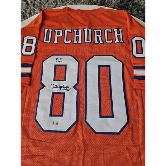 Rick Upchurch Autographed/Signed Jersey Beckett Sticker Denver Broncos