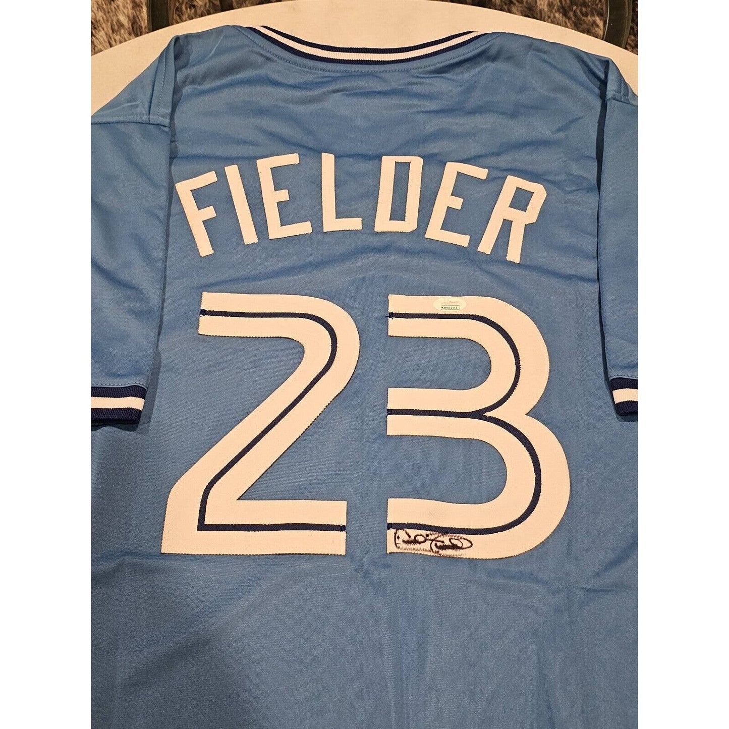 Cecil Fielder Autographed/Signed Jersey JSA Sticker Toronto Blue Jays