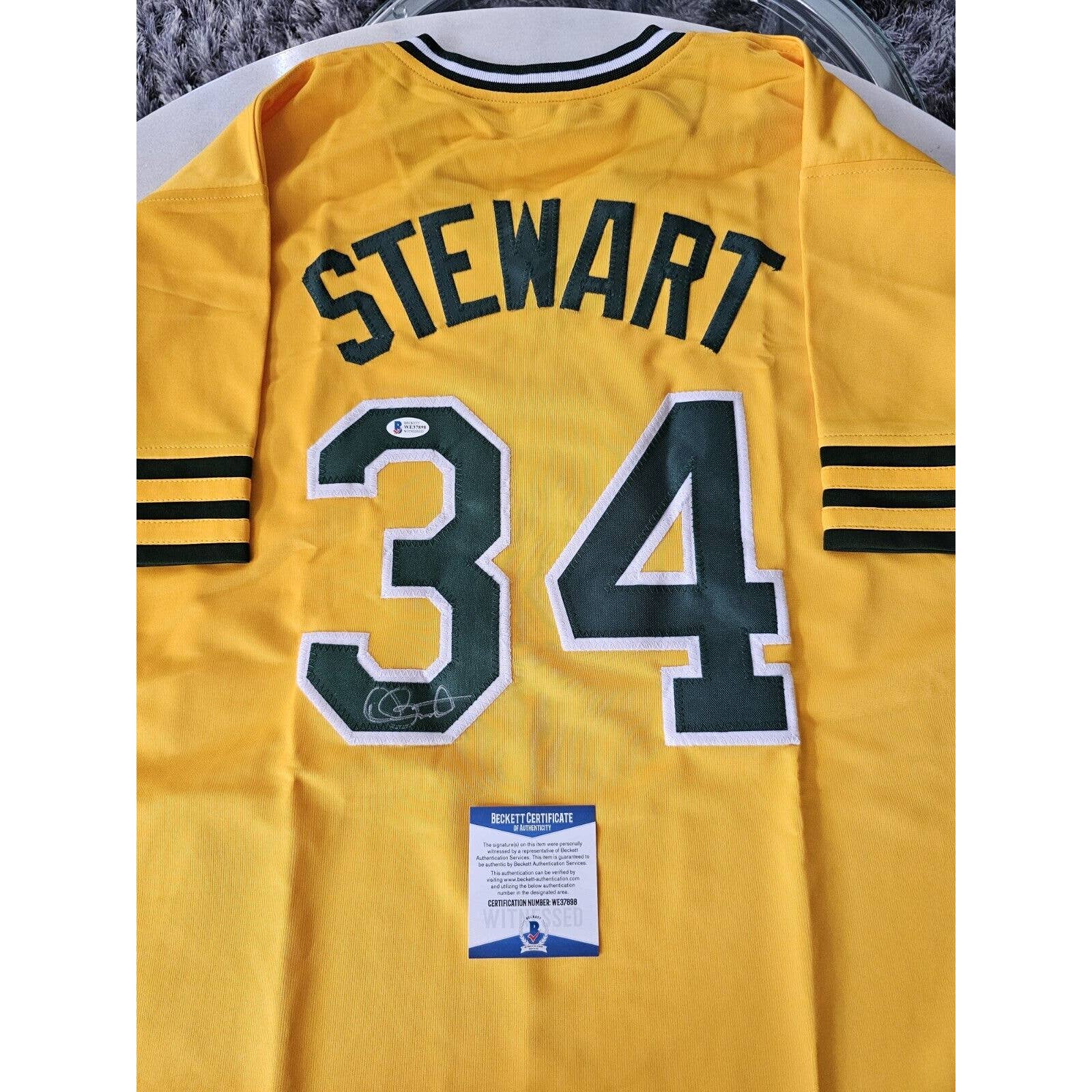 Dave Stewart Autographed/Signed Jersey Beckett COA Oakland A's Athletics - TreasuresEvolved