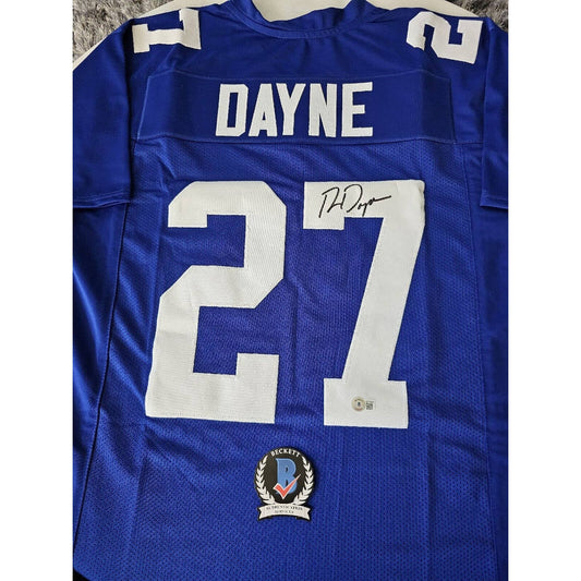 Ron Dayne Autographed/Signed Jersey Beckett COA New York Giants