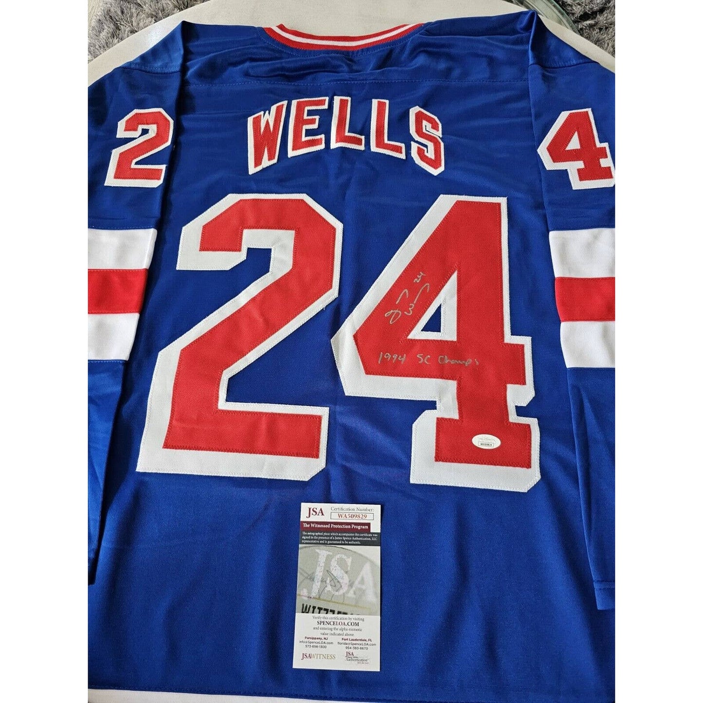 Jay Wells Autographed/Signed Jersey JSA COA New York Rangers - TreasuresEvolved