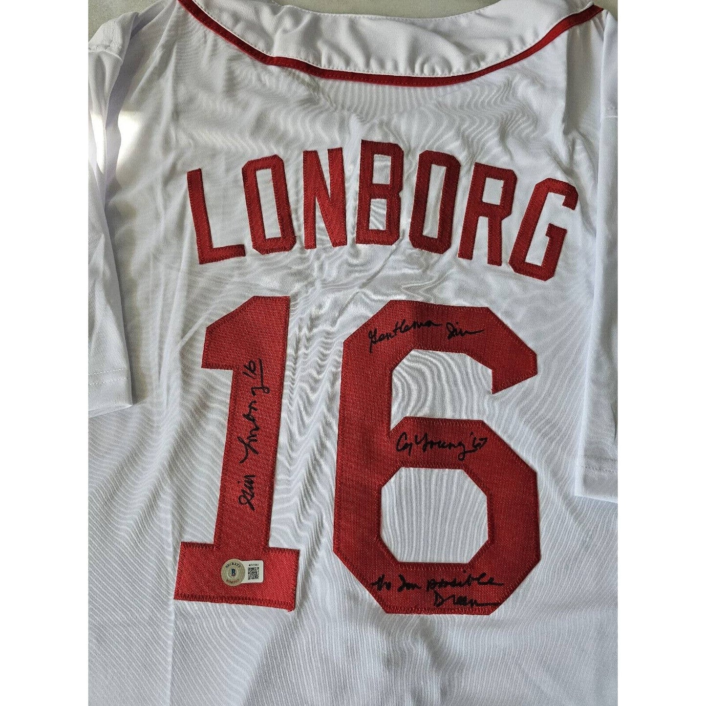 Jim Lonborg Autographed/Signed Jersey Beckett Sticker Boston Red Sox