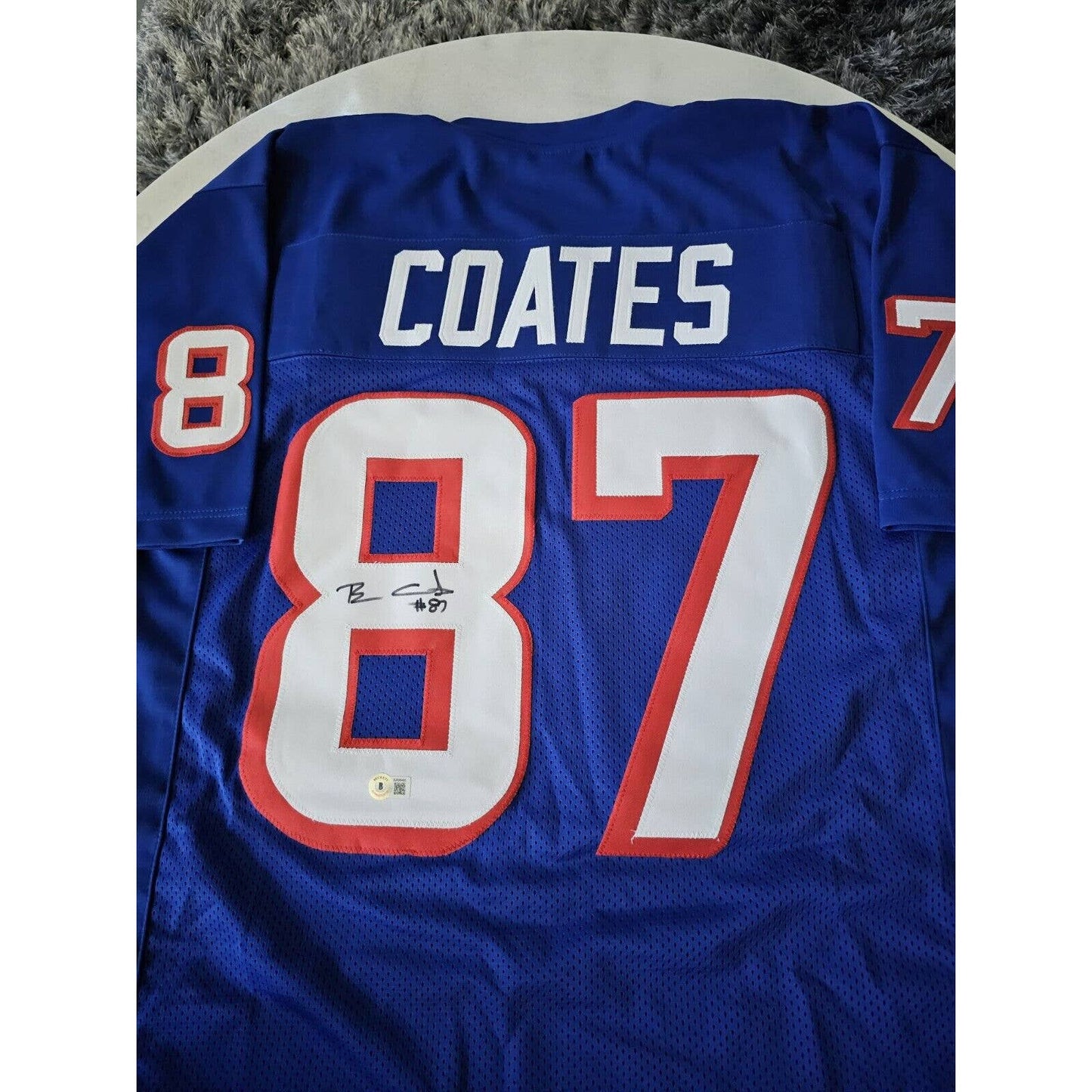 Ben Coates Autographed/Signed Jersey Beckett Sticker New England Patriots