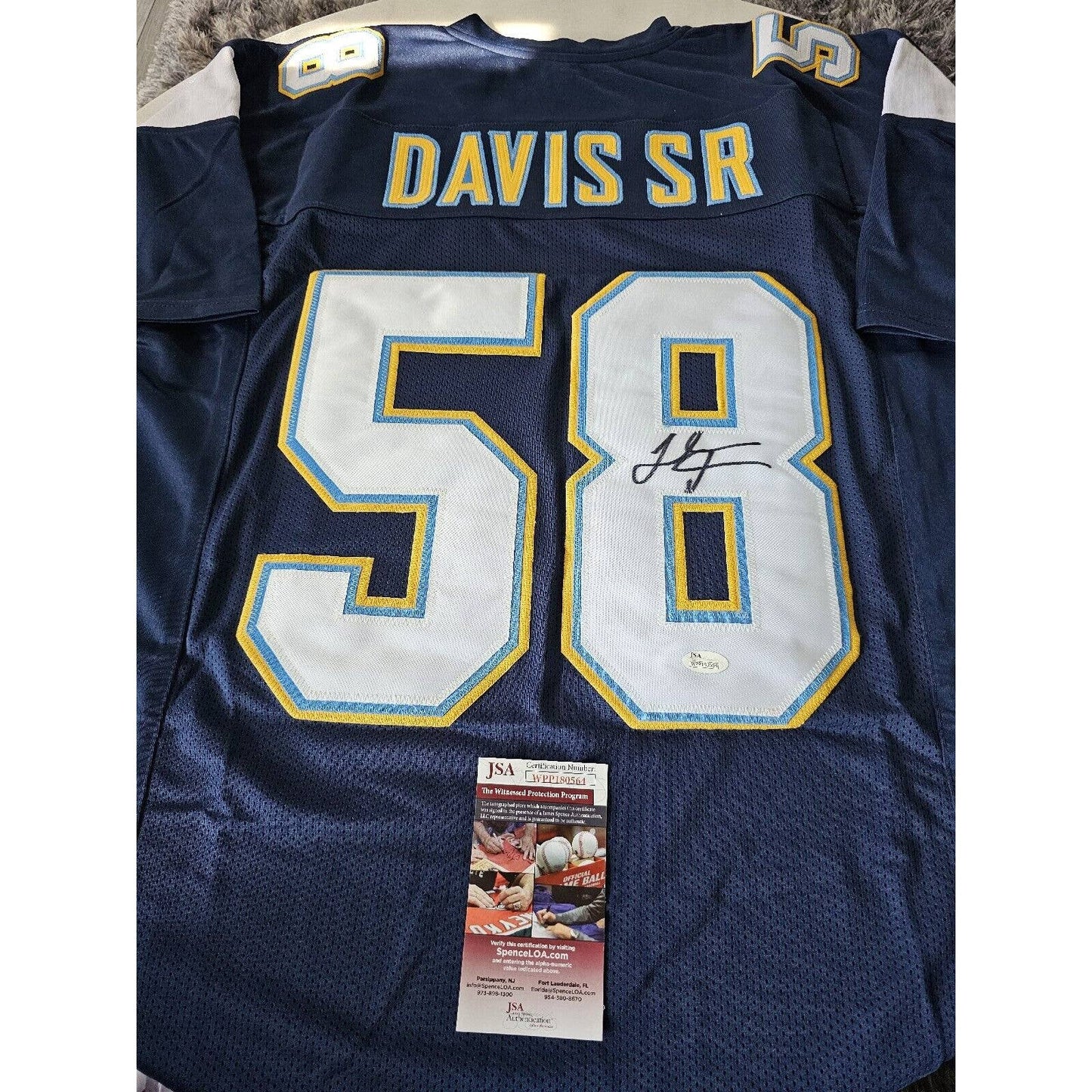 Thomas Davis Sr Autographed/Signed Jersey JSA COA San Diego Chargers Los Angeles