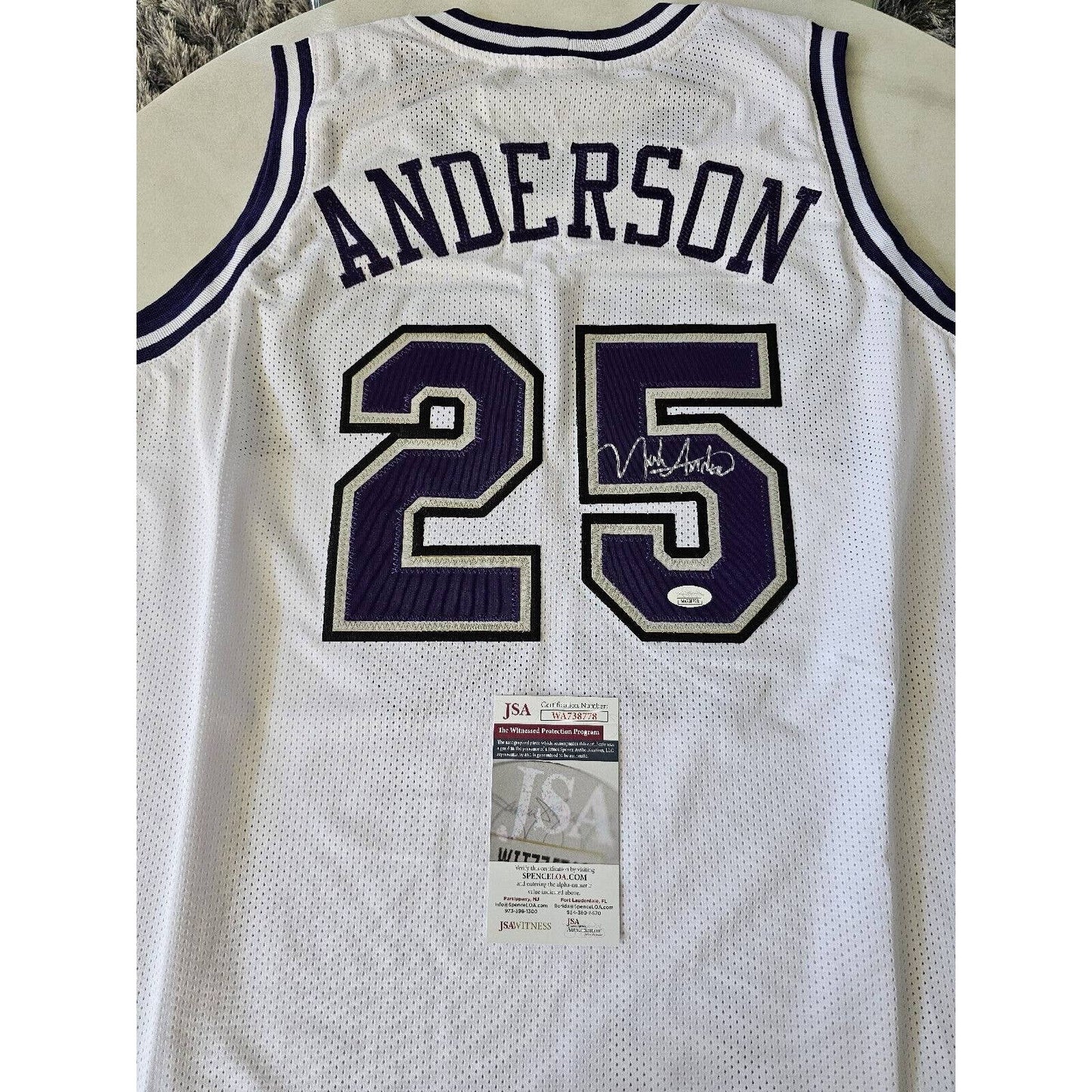 Nick Anderson Autographed/Signed Jersey JSA COA Sacramento Kings