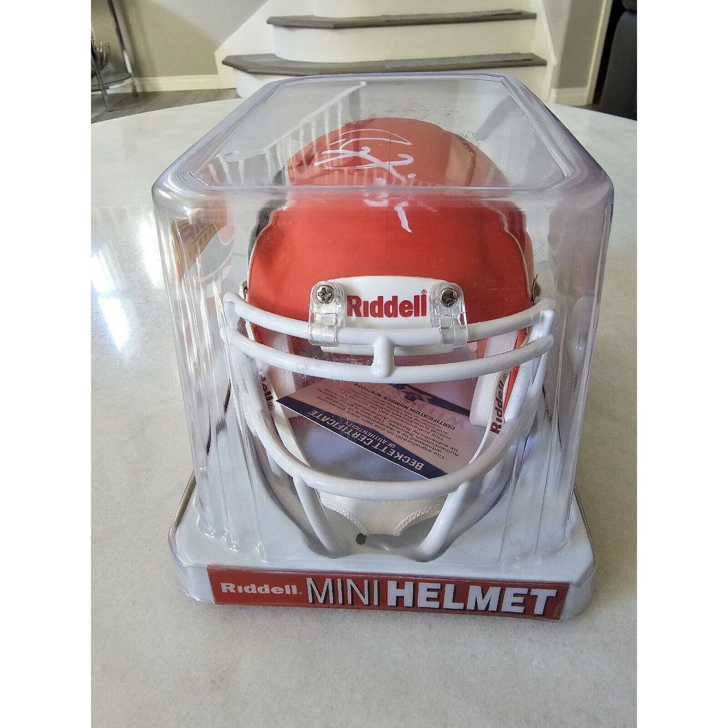 Ray Lewis Autographed/Signed Mini Helmet Beckett Miami Hurricanes Amp Alternate