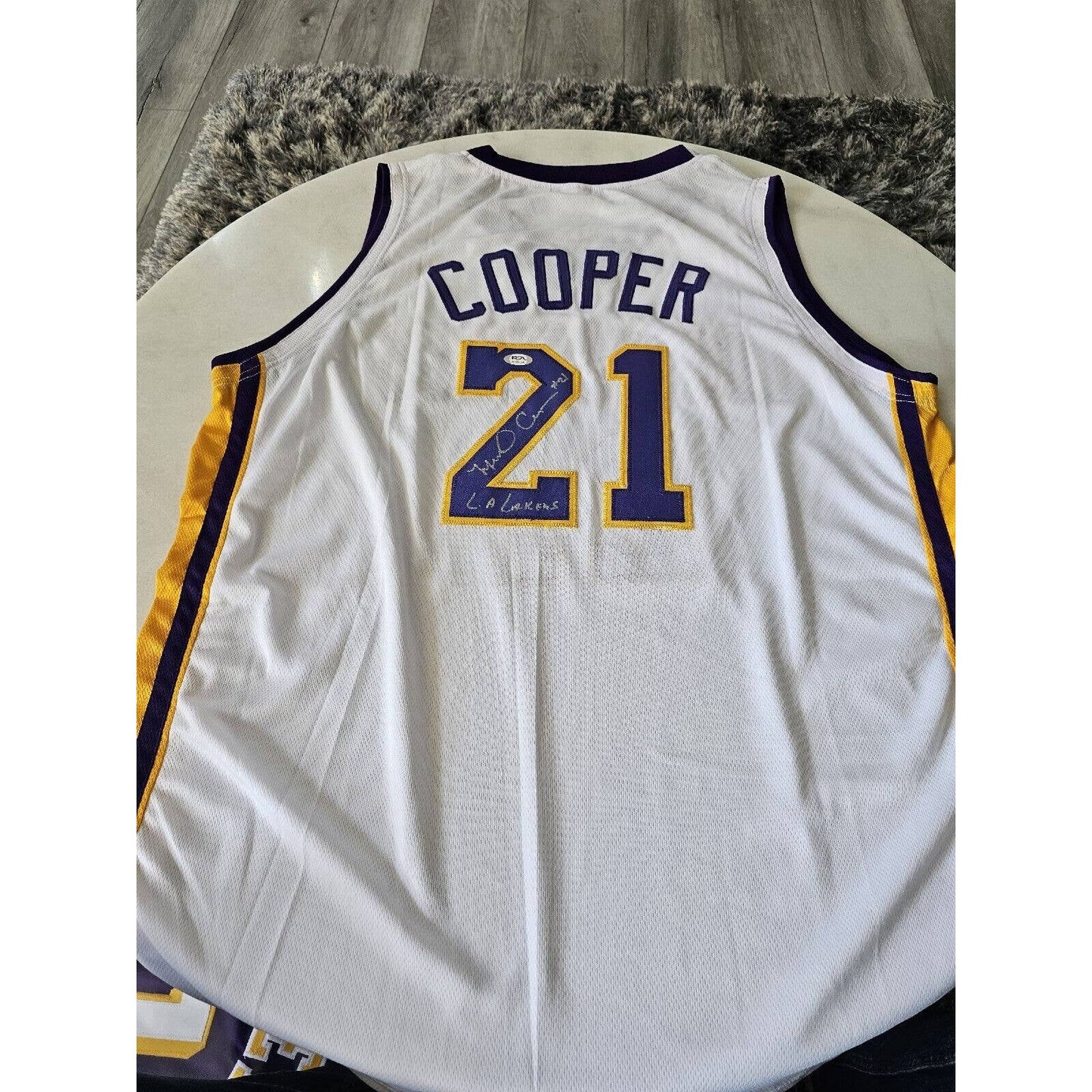Michael Cooper Autographed/Signed Jersey PSA/DNA Sticker Los Angeles Lakers LA