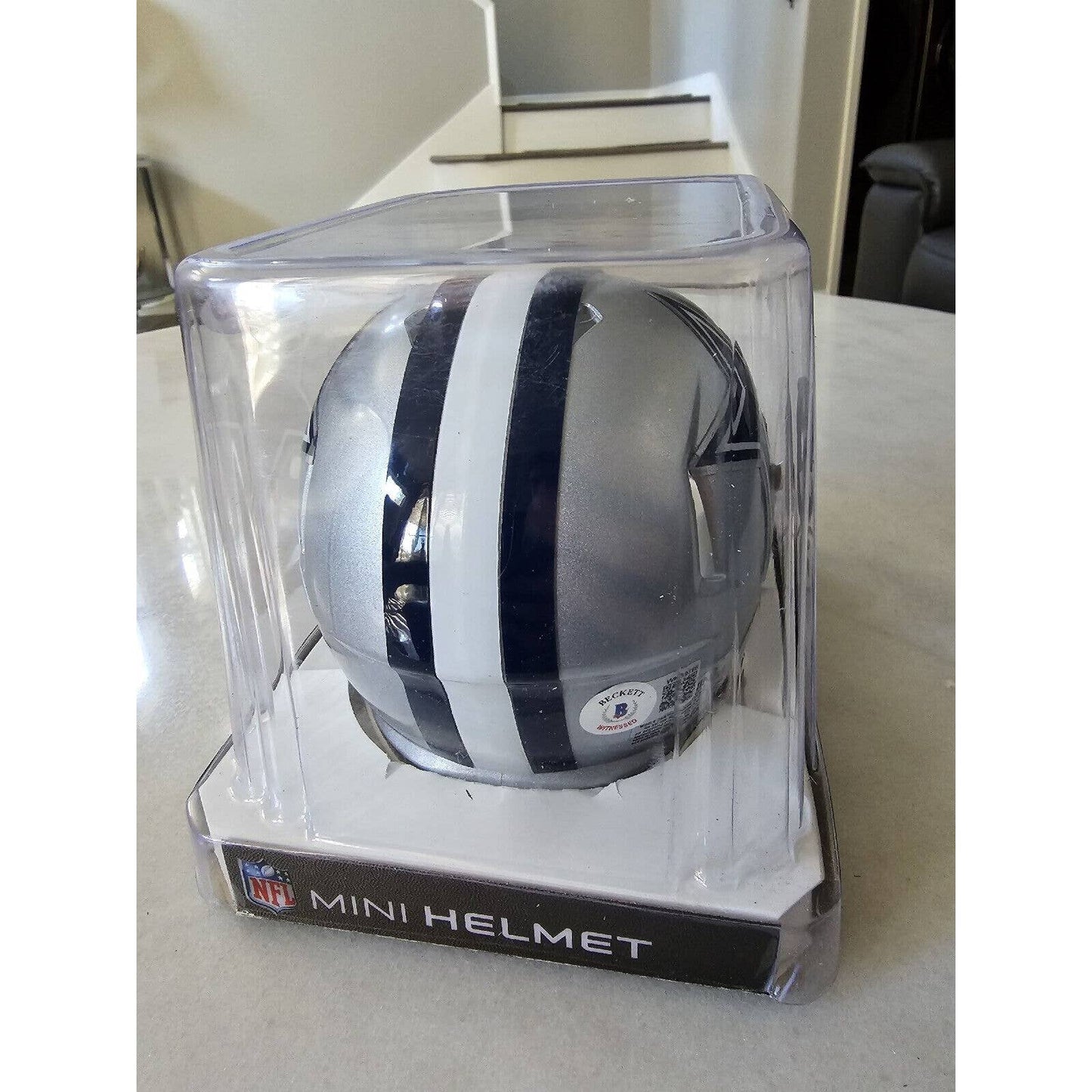 Amari Cooper Autographed/Signed Mini Helmet Beckett Sticker Dallas Cowboys