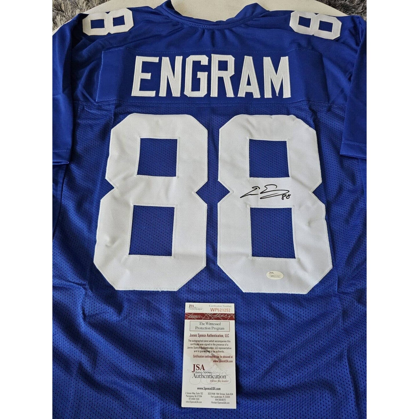 Evan Engram Autographed/Signed Jersey JSA COA New York Giants Star TE