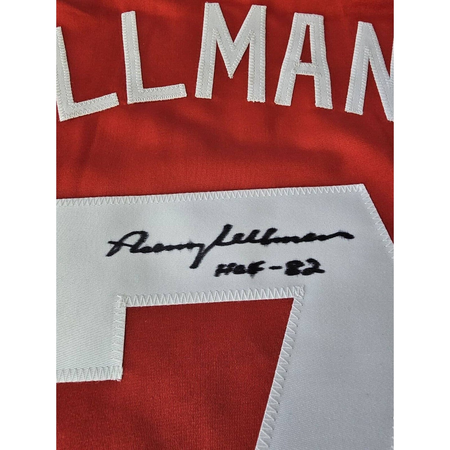 Norm Ullman Autographed/Signed Jersey Beckett COA Detroit Red Wings HOF