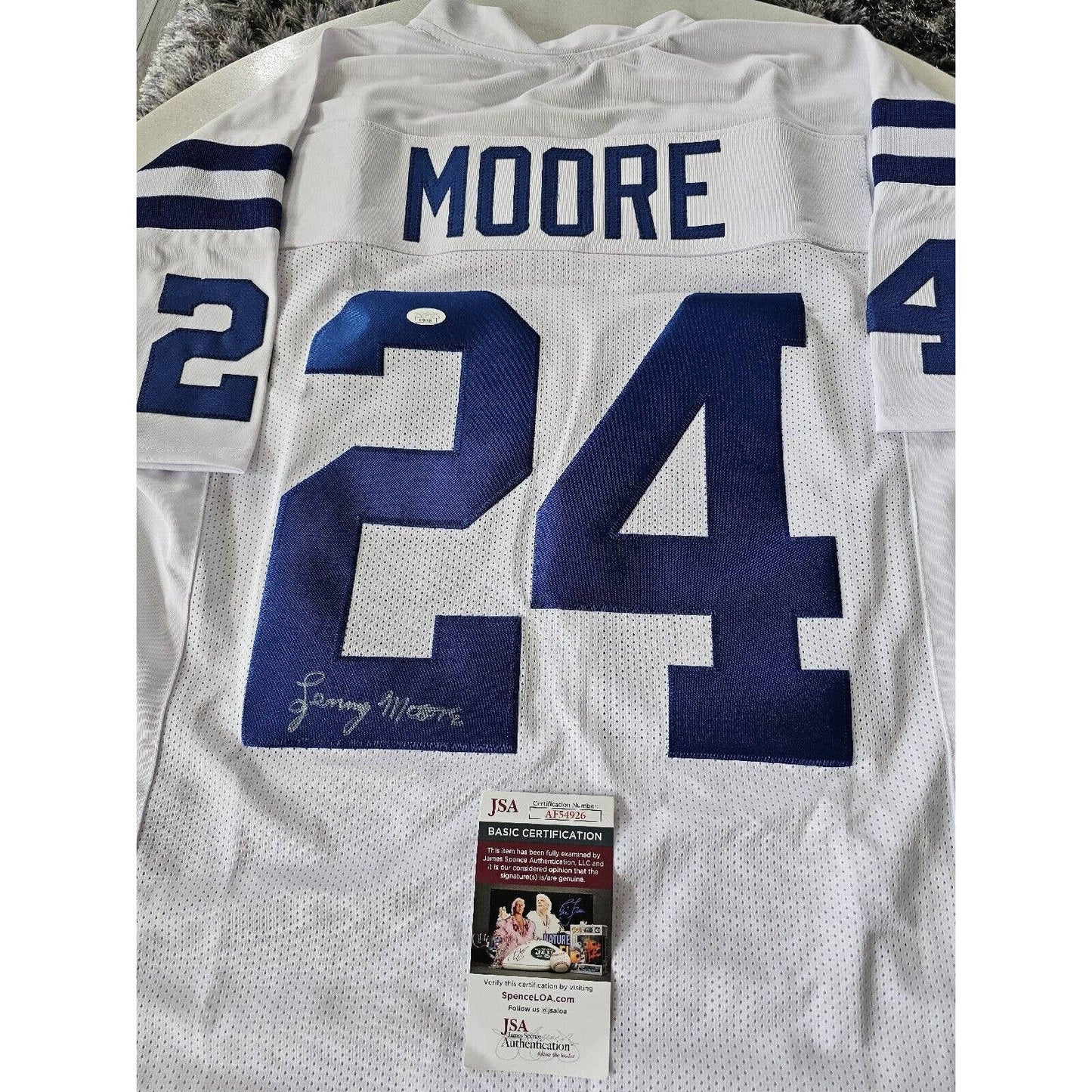 Lenny Moore Autographed/Signed Jersey JSA COA Baltimore Indianapolis Colts HOF