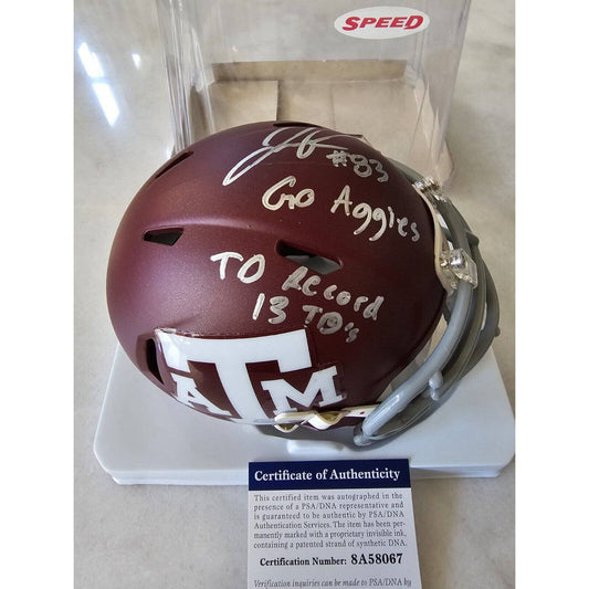 Josh Reynolds Autographed/Signed Mini Helmet Texas A&M TD Record