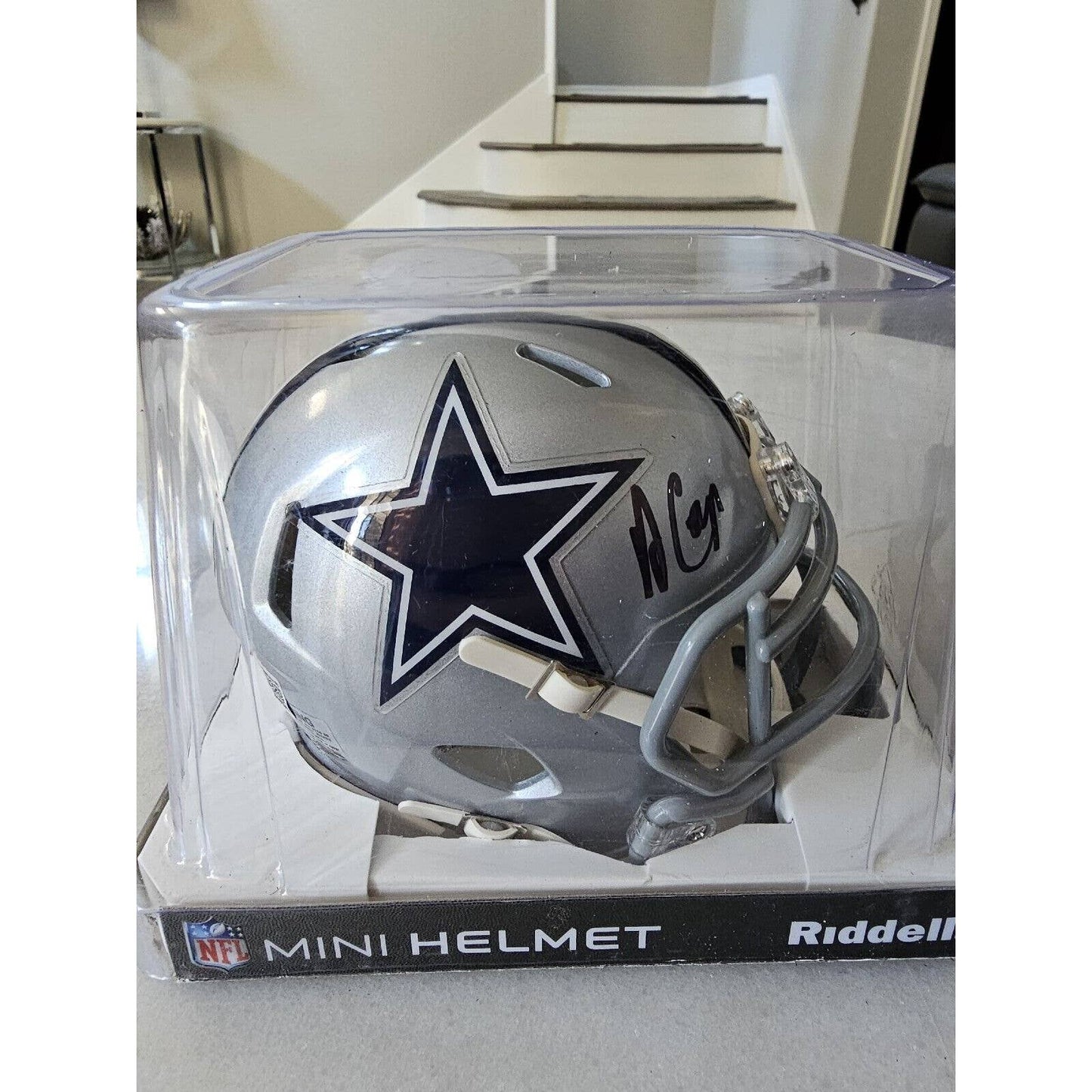 Amari Cooper Autographed/Signed Mini Helmet Beckett Sticker Dallas Cowboys