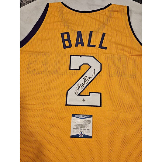 Lonzo Ball Autographed/Signed Jersey Beckett Los Angeles Lakers LA