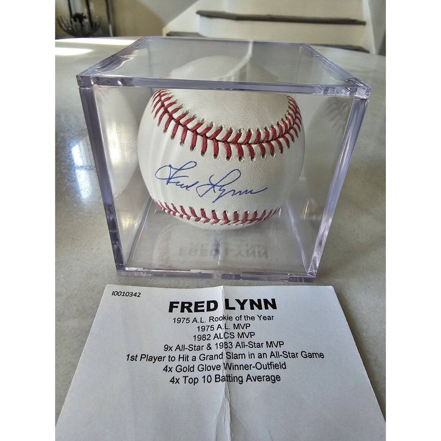 Fred Lynn Autographed/Signed Baseball TRISTAR