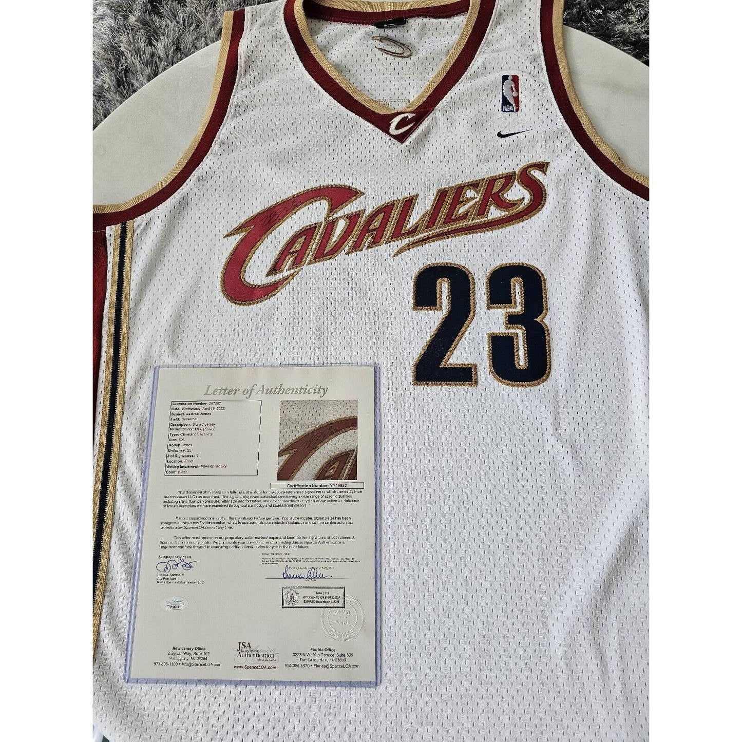LeBron James Autographed/Signed Jersey JSA LOA Cleveland Cavaliers