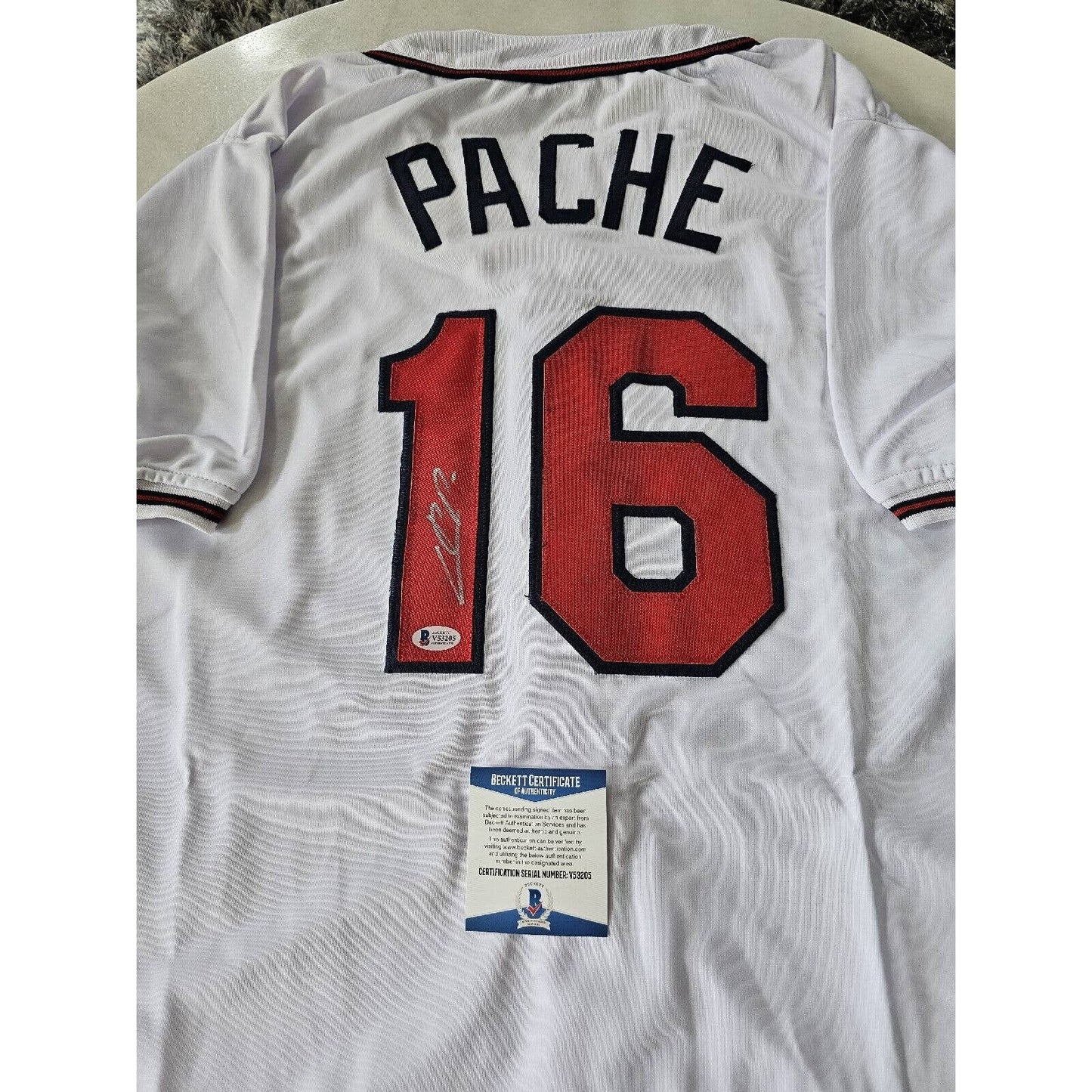 Christian Pache Autographed/Signed Jersey Beckett COA Atlanta Braves