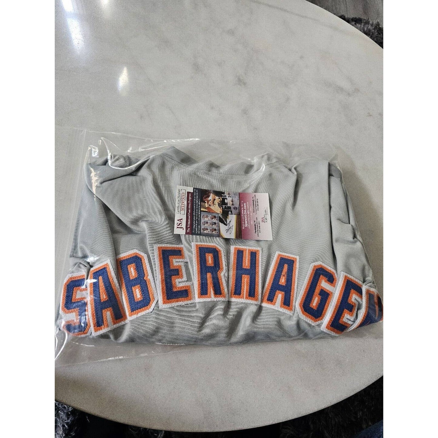 Bret Saberhagen Autographed/Signed Jersey JSA COA NY Mets