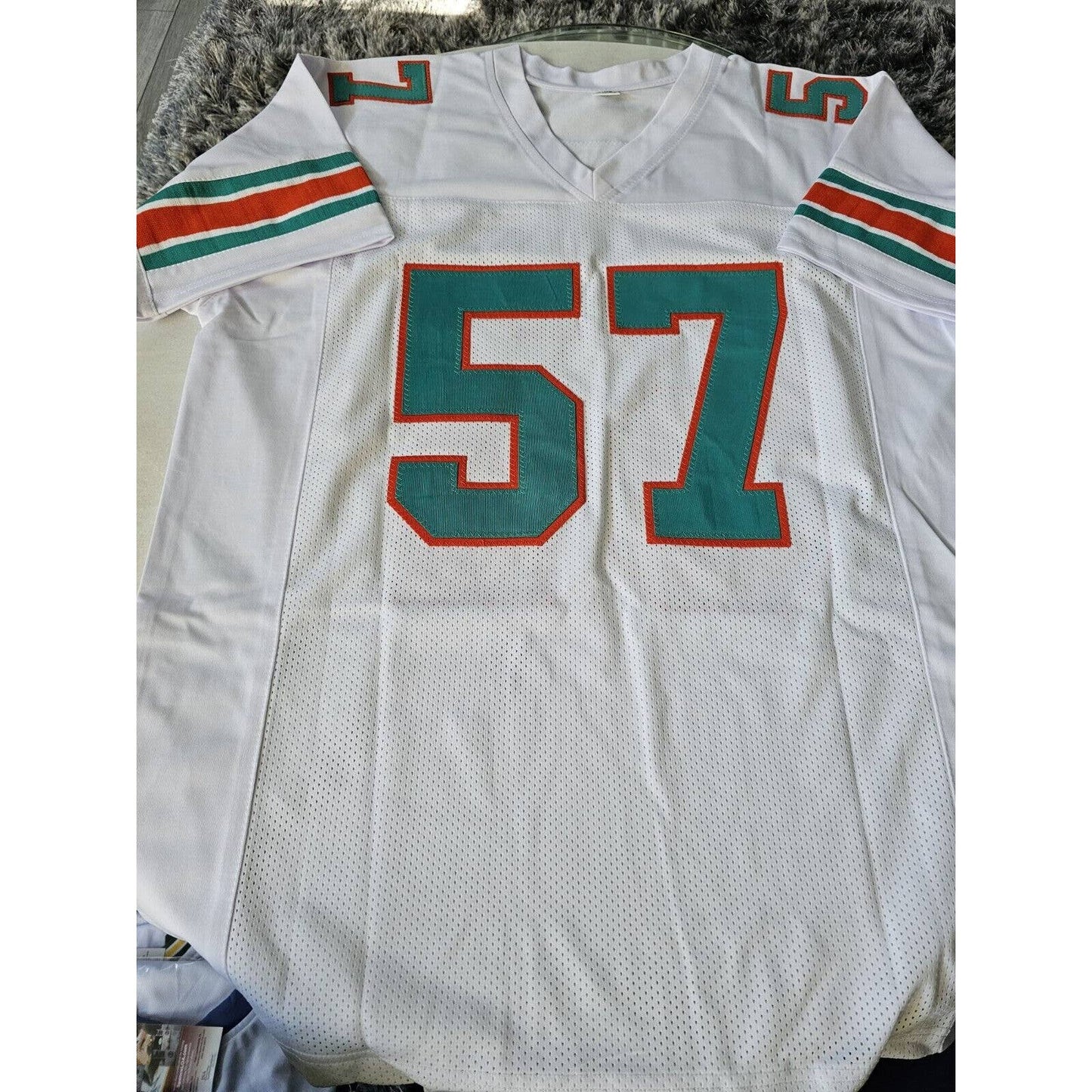 Dwight Stephenson Autographed/Signed Jersey Beckett Sticker Miami Dolphins HOF