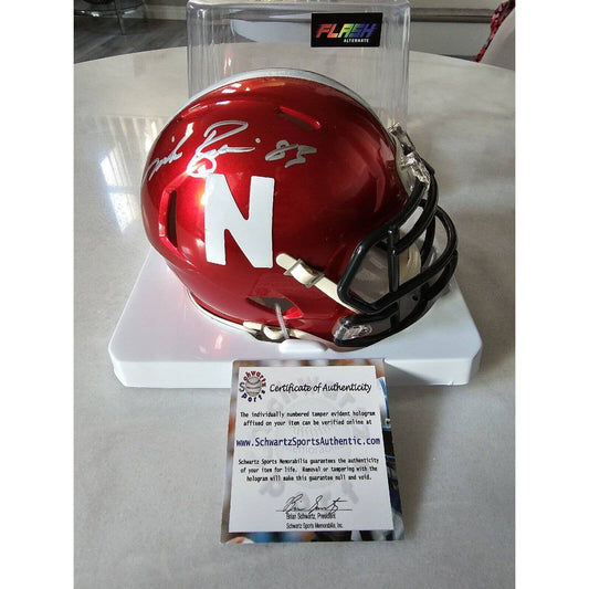 Mike Rozier Autographed/Signed Mini Helmet Schwartz COA Nebraska Cornhuskers