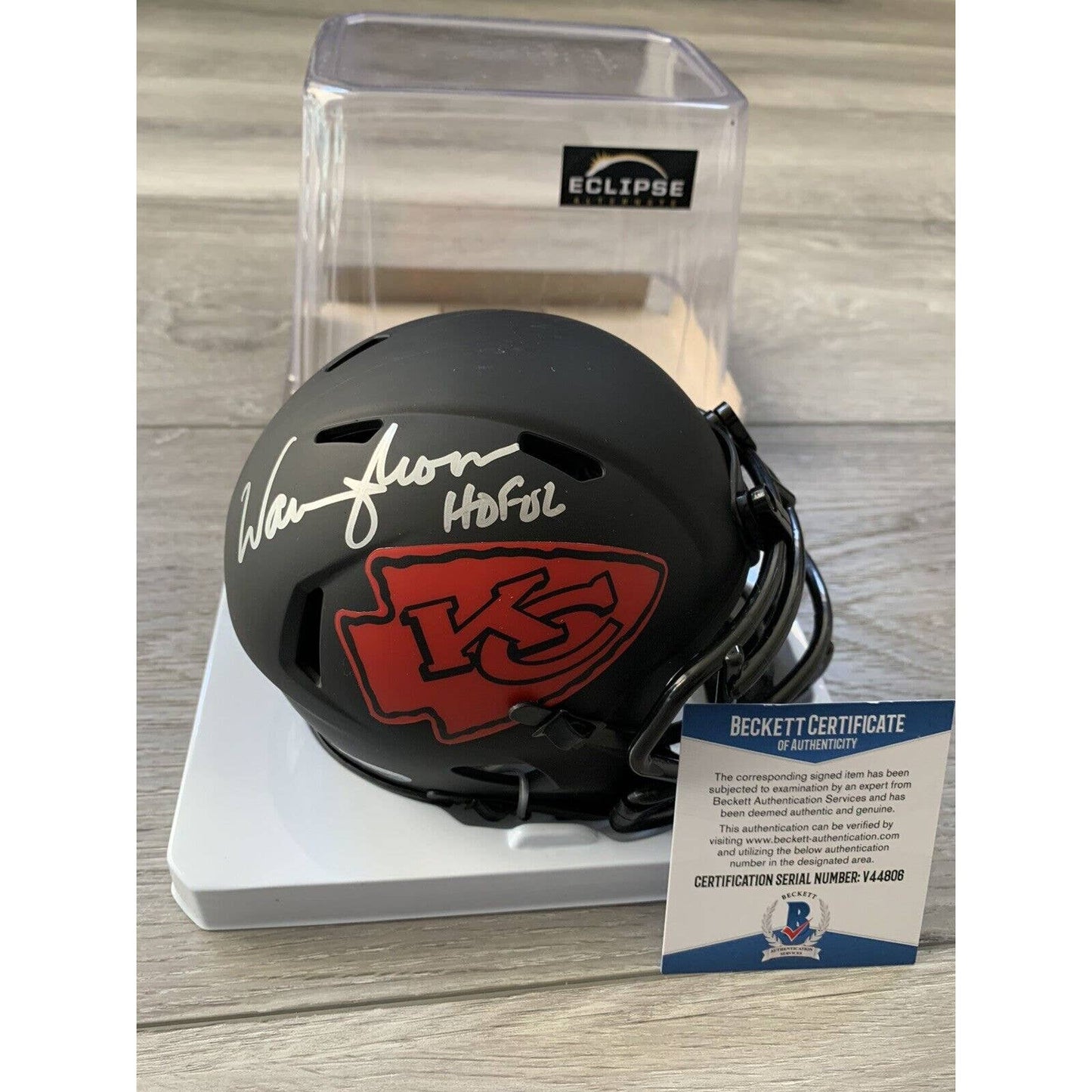Warren Moon Autographed Mini Helmet COA Signed Kansas City Chiefs HOF Eclipse