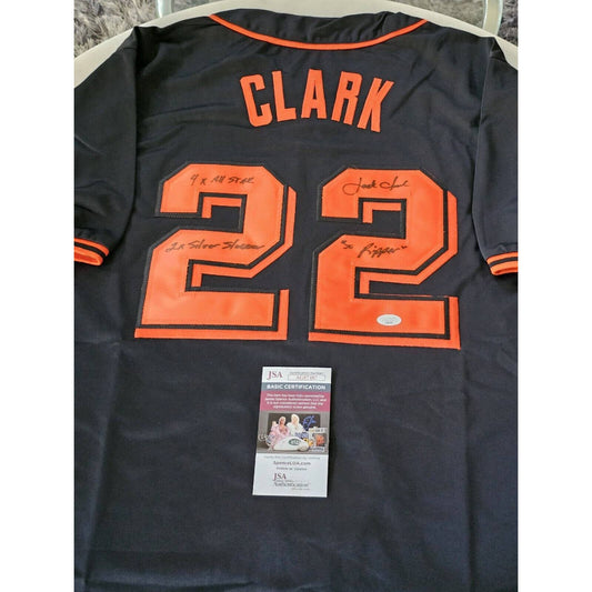 Jack Clark Autographed/Signed Jersey JSA COA San Francisco Giants Inscribed