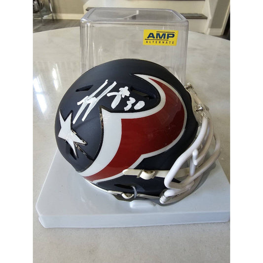 Phillip Lindsay Autographed/Signed Mini Helmet Beckett Houston Texans Amp