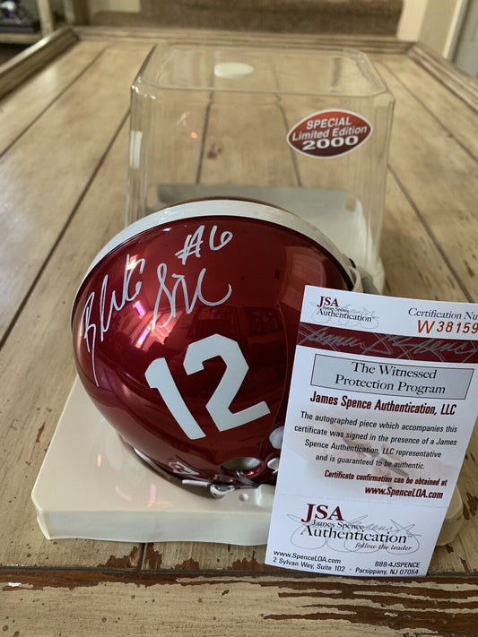 Blake Sims Autographed/Signed CHROME Mini Helmet JSA COA Alabama Crimson Tide B - TreasuresEvolved