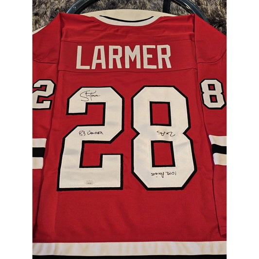 Steve Larmer Autographed/Signed Jersey JSA Sticker Chicago Blackhawks PleaseRead - TreasuresEvolved