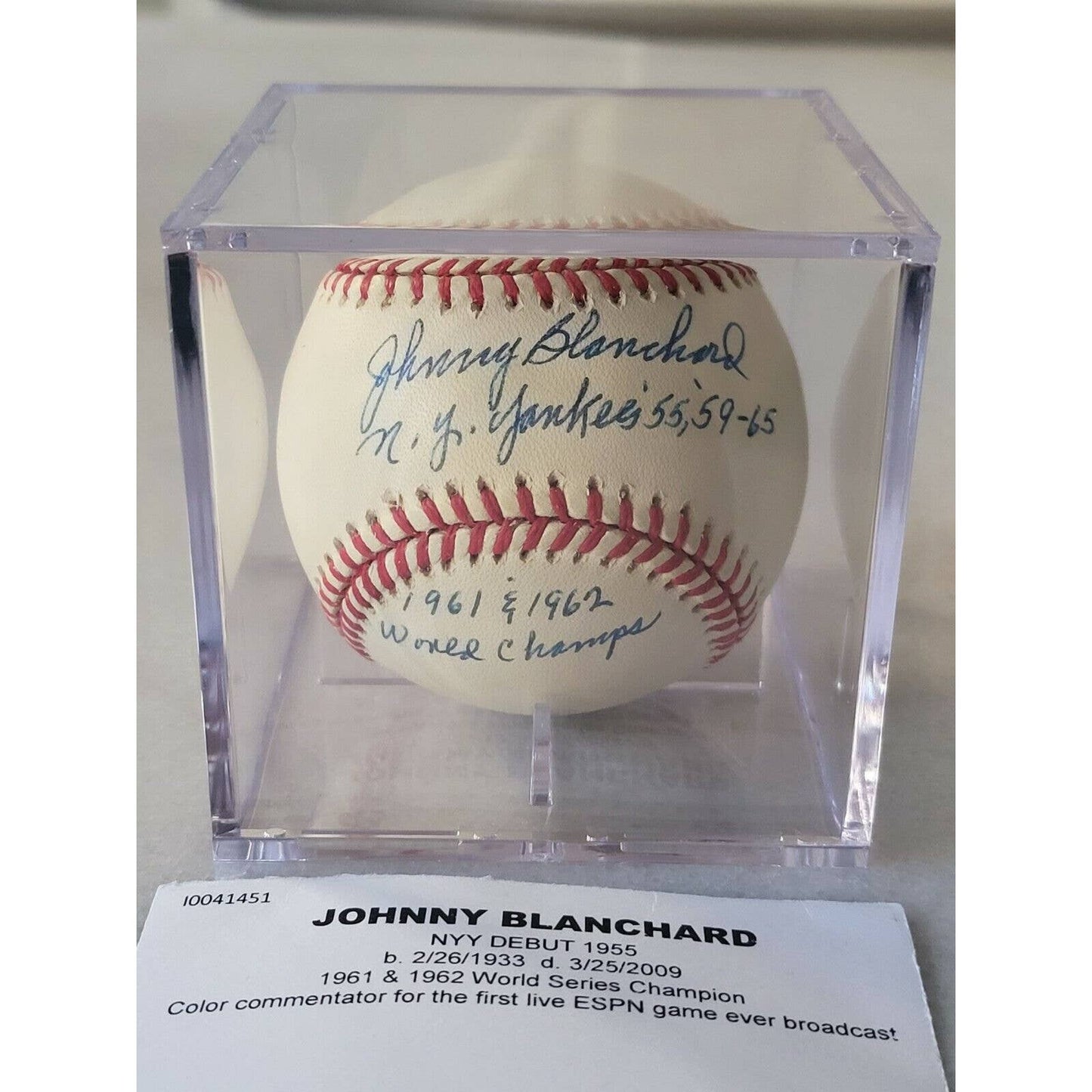 Johnny Blanchard Autographed/Signed Baseball TRISTAR Limited 12/12 - TreasuresEvolved