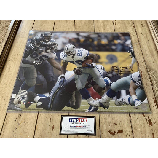 Emmitt Smith Autographed/Signed 16x20 Photo TRISTAR Dallas Cowboys HOF - TreasuresEvolved