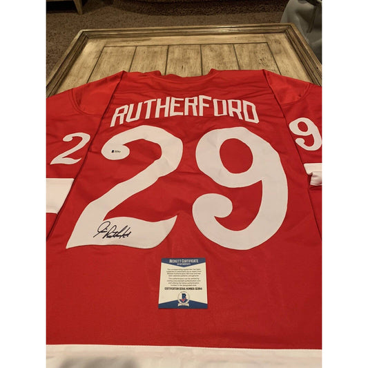 Jim Rutherford Autographed/Signed Jersey Beckett COA Detroit Red Wings - TreasuresEvolved