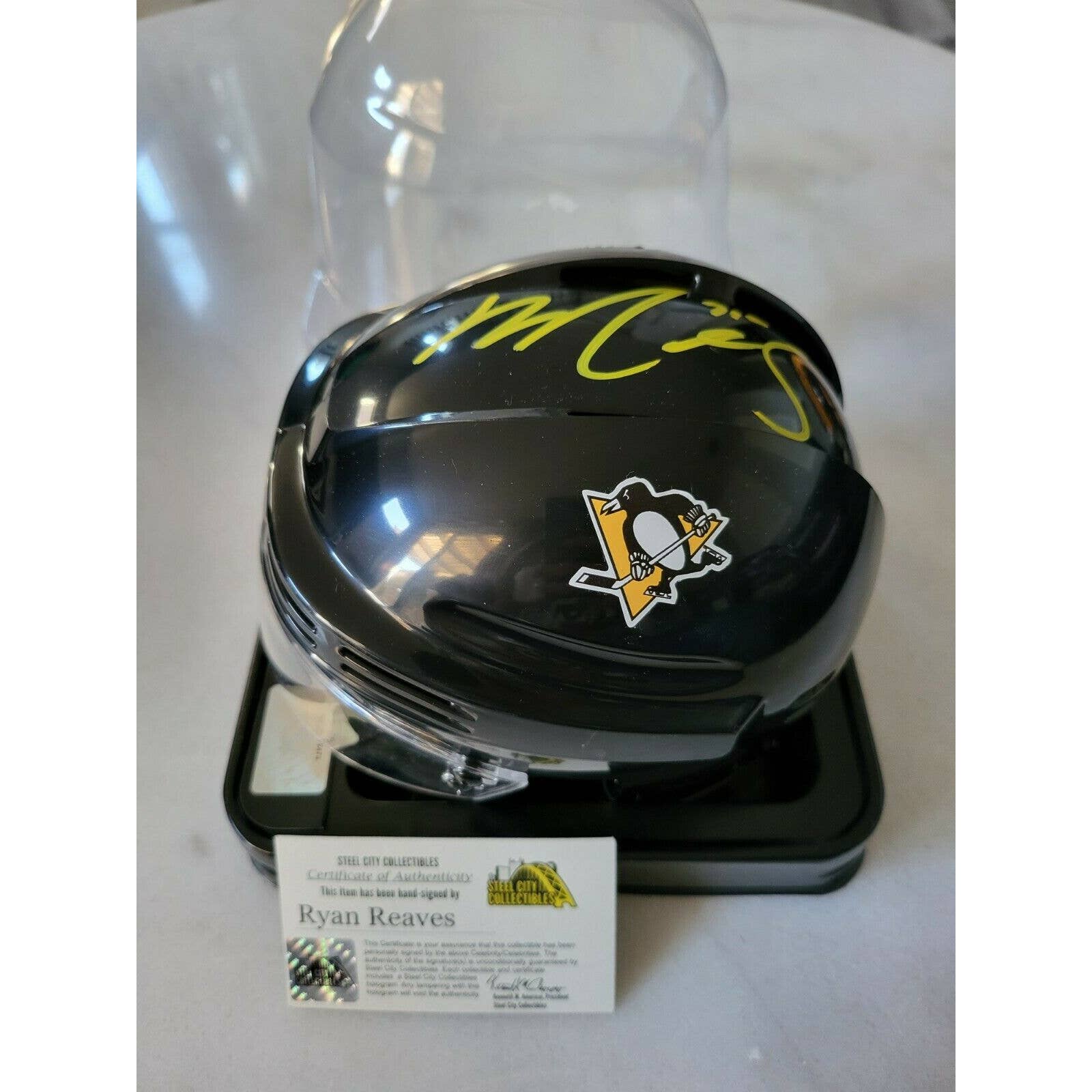 Ryan Reaves Autographed/Signed Mini Helmet COA Pittsburgh Penguins - TreasuresEvolved