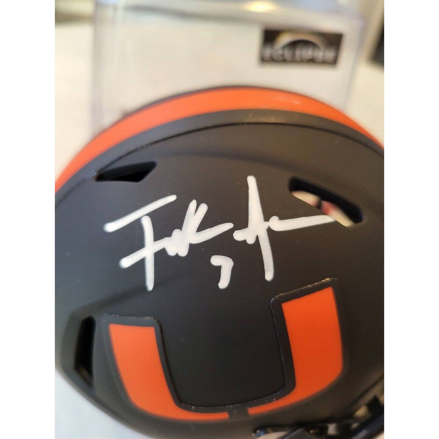 Frank Gore Autographed/Signed Mini Helmet Beckett Miami Hurricanes Eclipse - TreasuresEvolved
