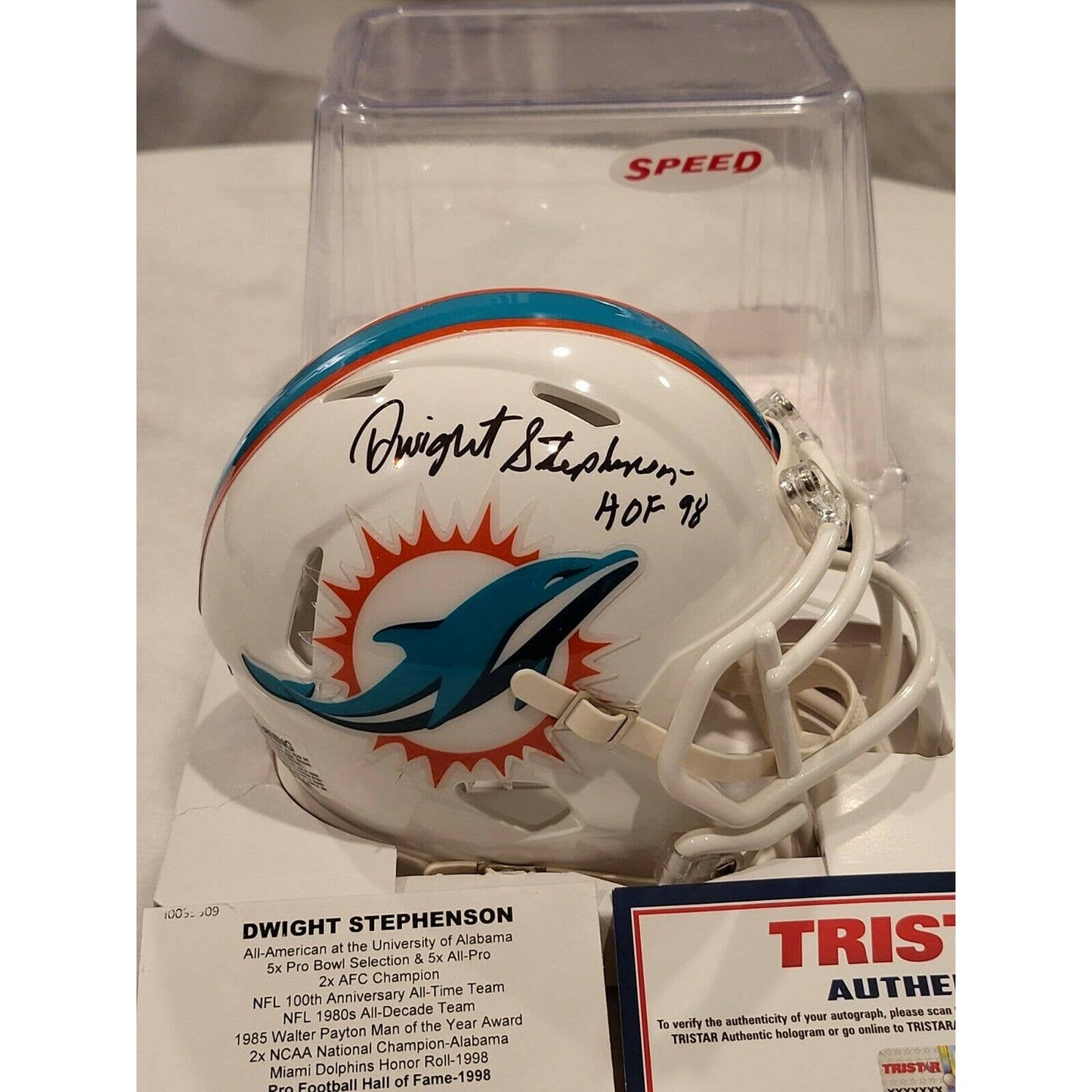 Dwight Stephenson Autographed/Signed Mini Helmet TRISTAR COA Miami Dolphins A - TreasuresEvolved