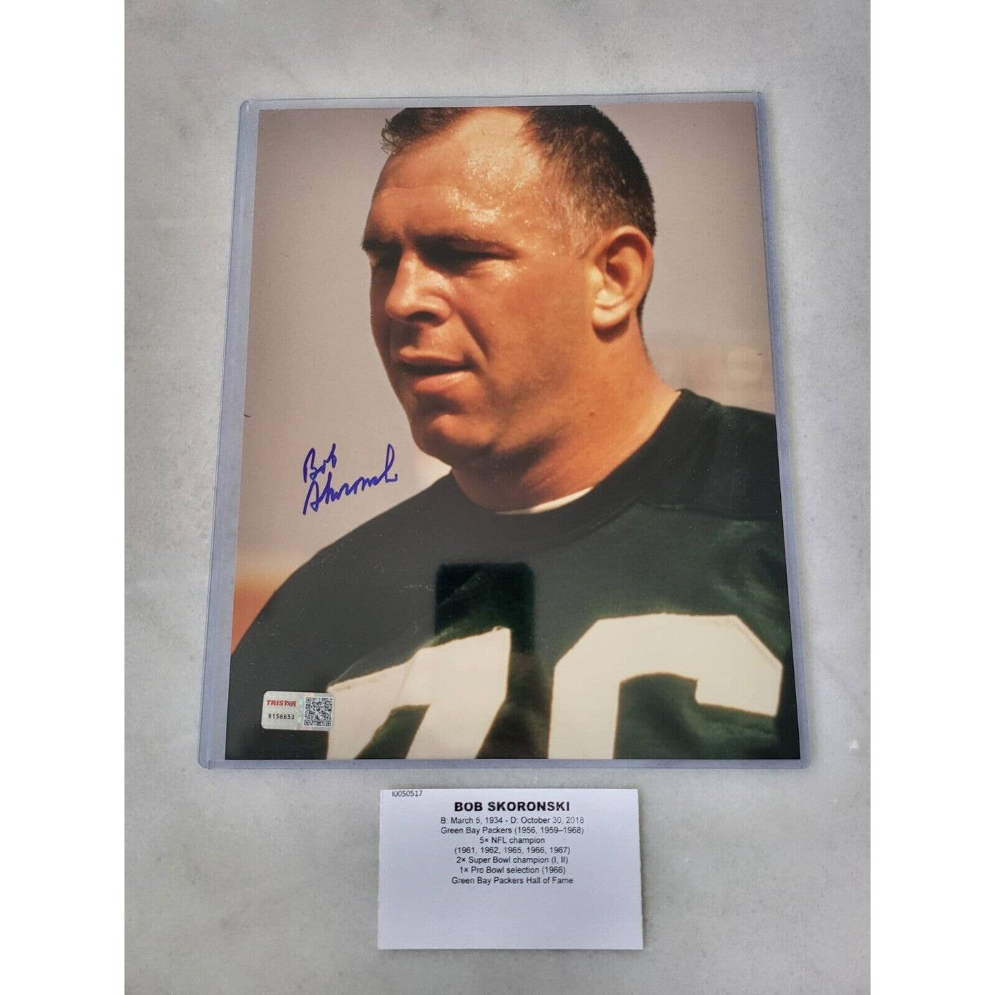 Bob Skoronski Autographed/Signed 8x10 Photo TRISTAR Green Bay Packers - TreasuresEvolved