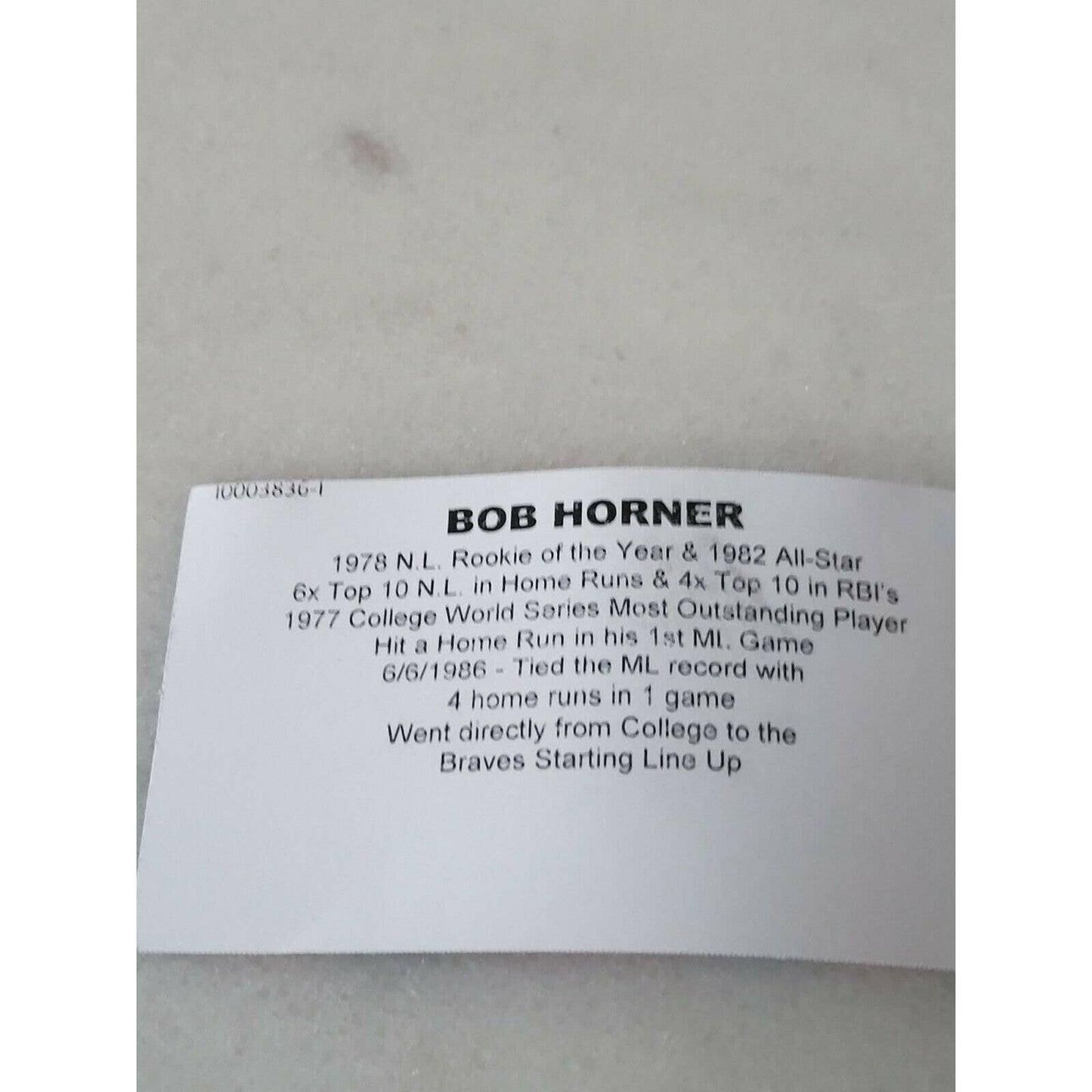 Bob Horner Autographed/Signed Baseball TRISTAR 78 NL ROY - TreasuresEvolved