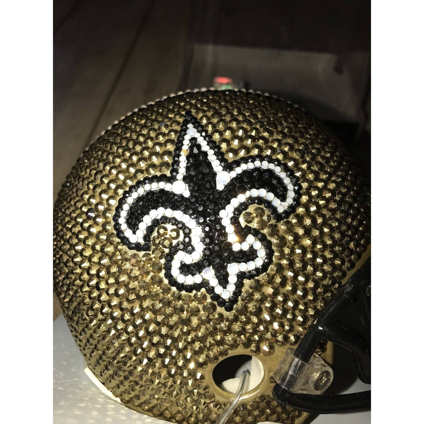 New Orleans Saints Hand Stoned Crystal Min Helmet 1/1 Brand New B - TreasuresEvolved