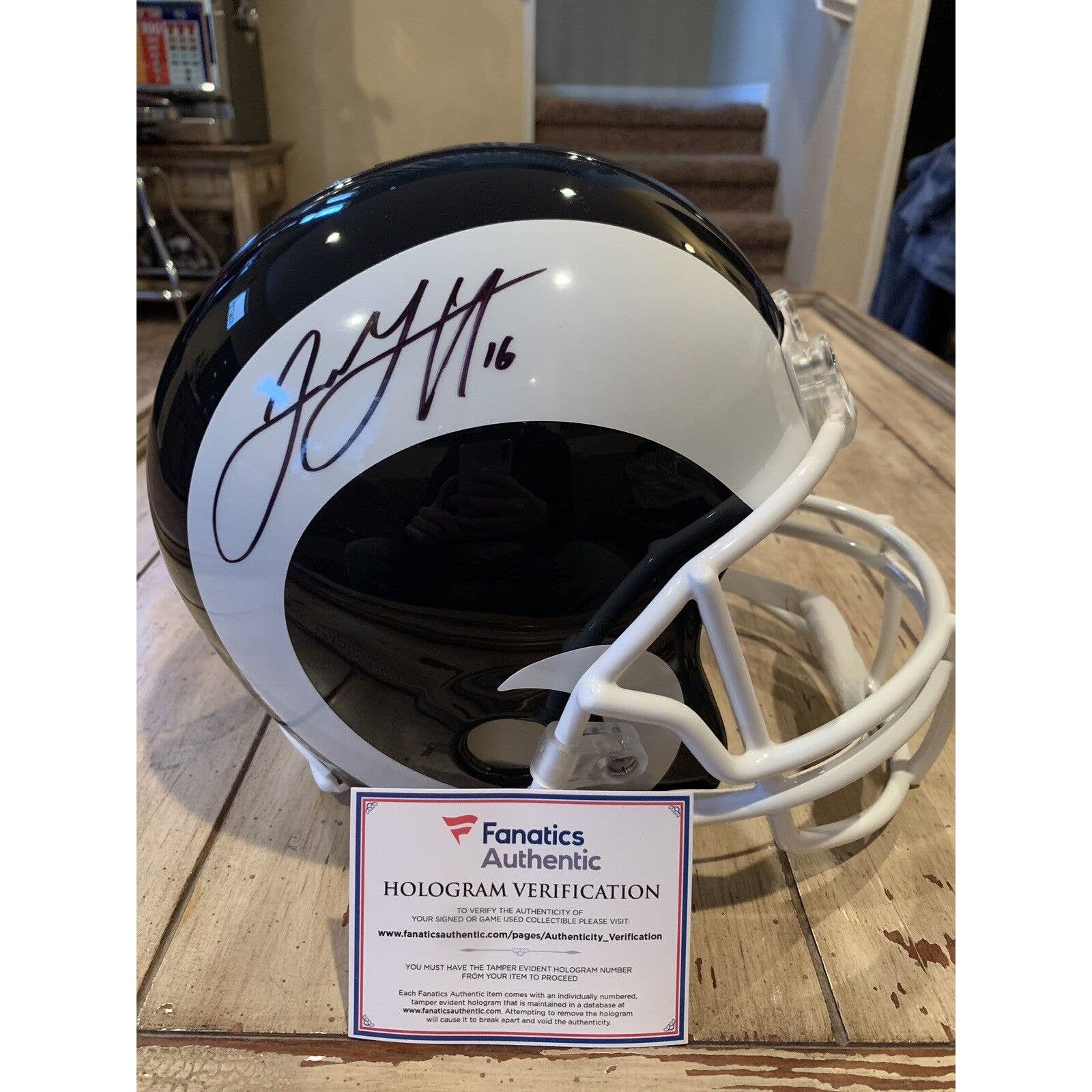 Jared Goff Autographed/Signed Full Size Helmet Fanatics Los Angeles Rams LA - TreasuresEvolved