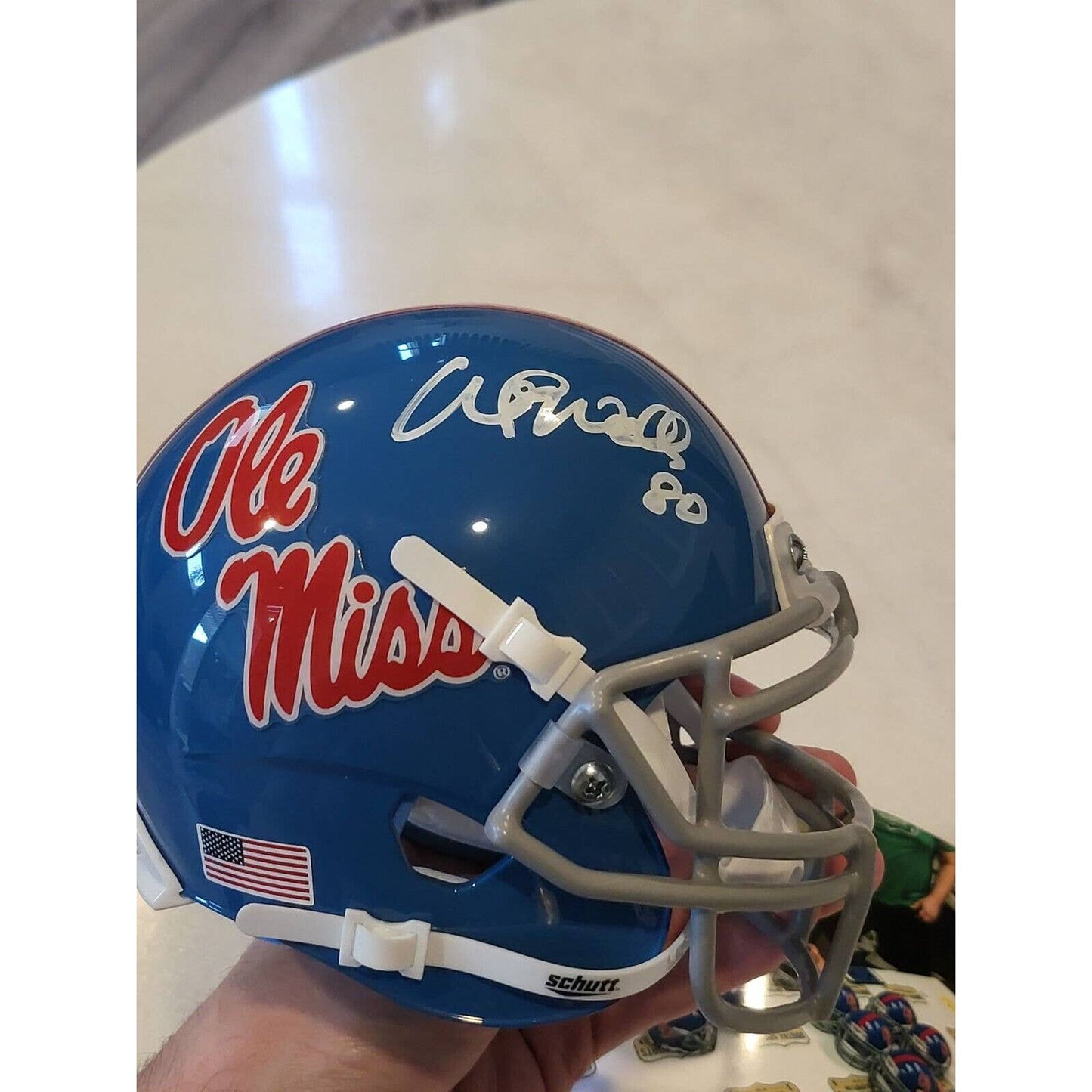 Wesley Walls Autographed/Signed Mini Helmet COA Ole Miss Rebels - TreasuresEvolved
