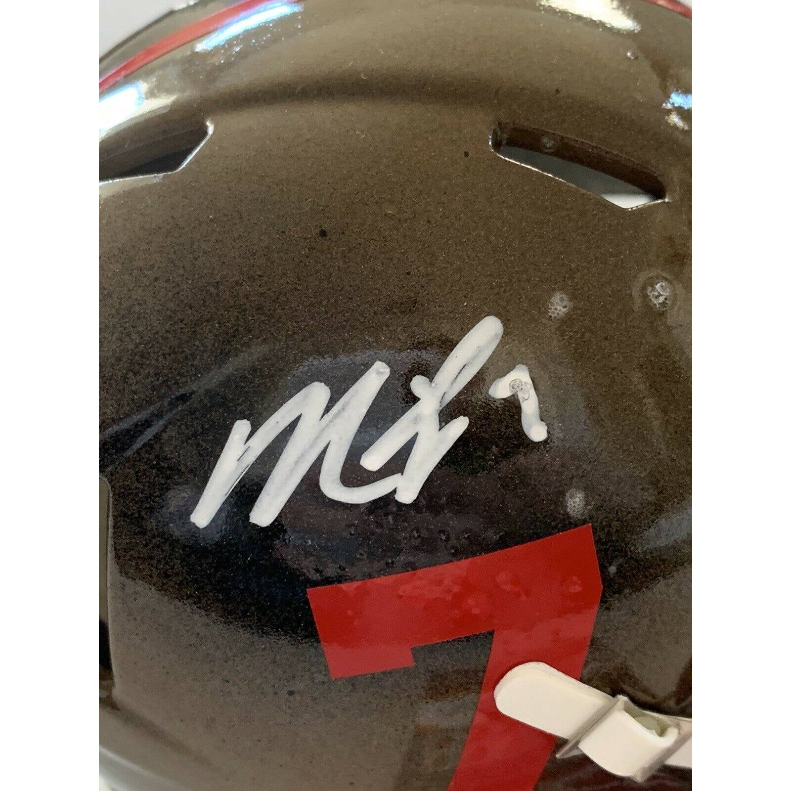 Michael Vick Autographed/Signed Mini Helmet JSA COA Atlanta Falcons PLEASE RED - TreasuresEvolved