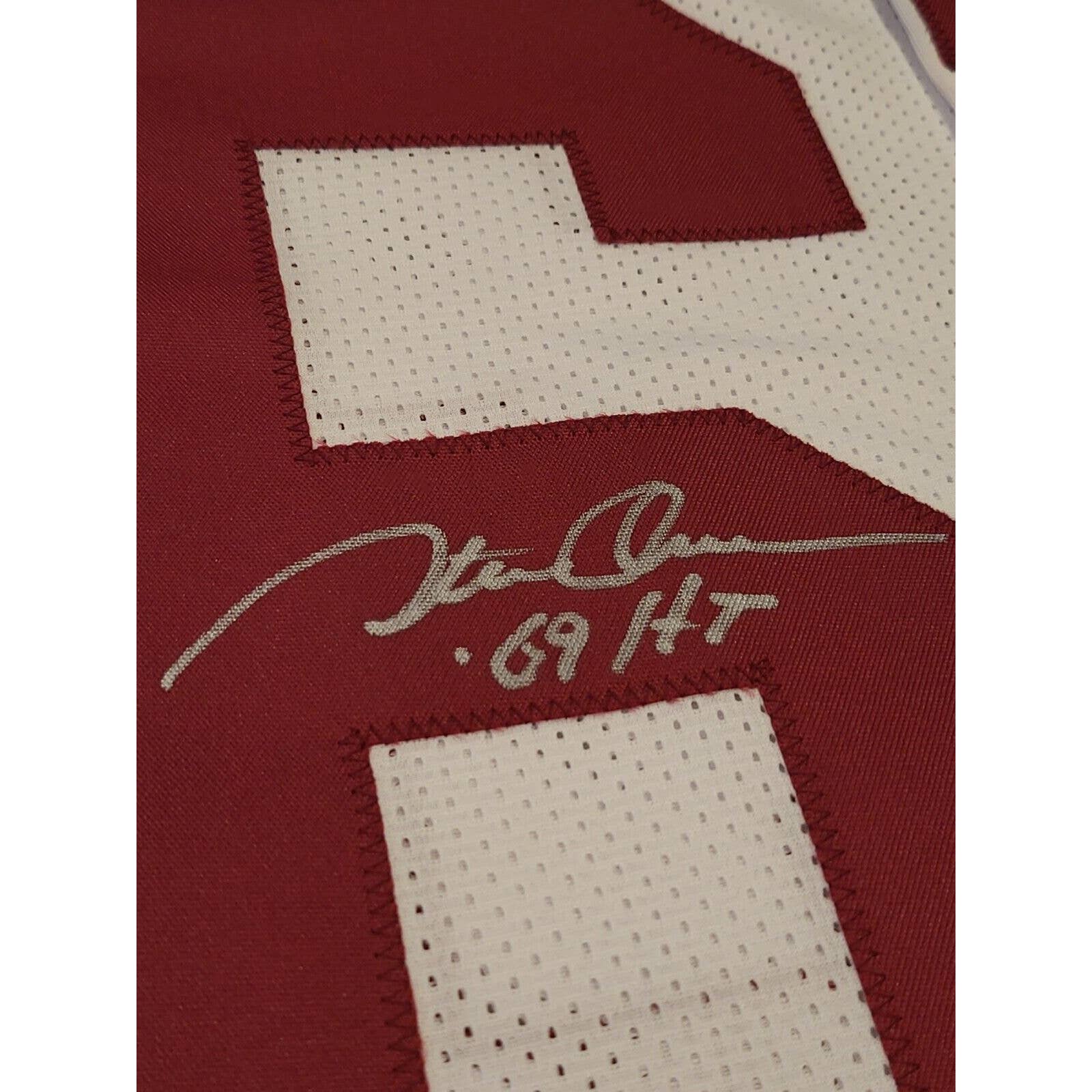 Steve Owens Autographed/Signed Jersey Oklahoma Sooners - TreasuresEvolved