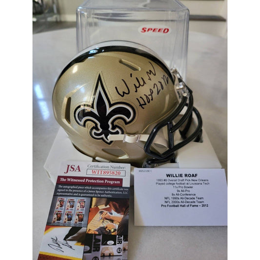 Willie Roaf Autographed/Signed Mini Helmet JSA New Orleans Saints HOF - TreasuresEvolved