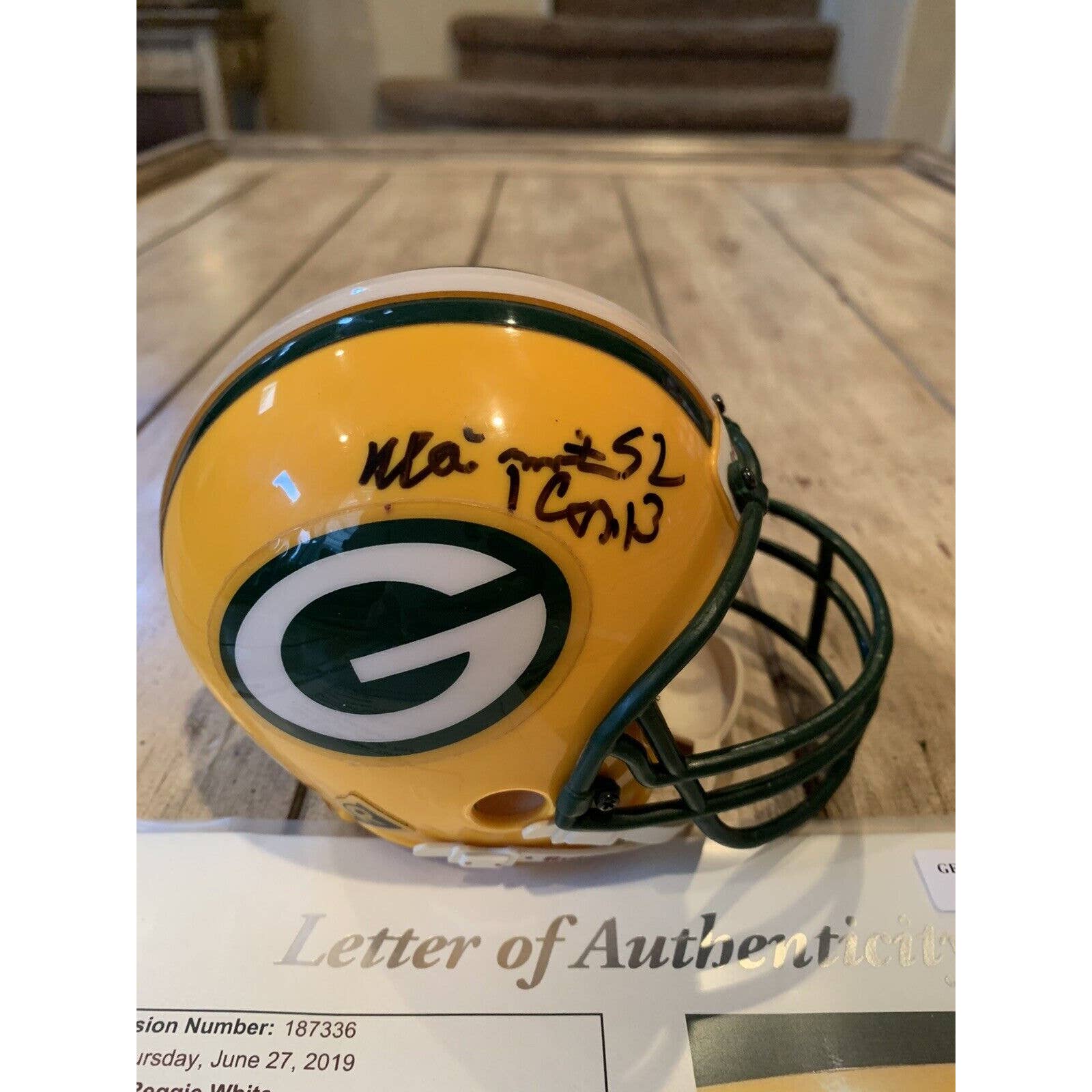 Reggie White Autographed/Signed Micro Mini Helmet JSA Green Bay Packers - TreasuresEvolved
