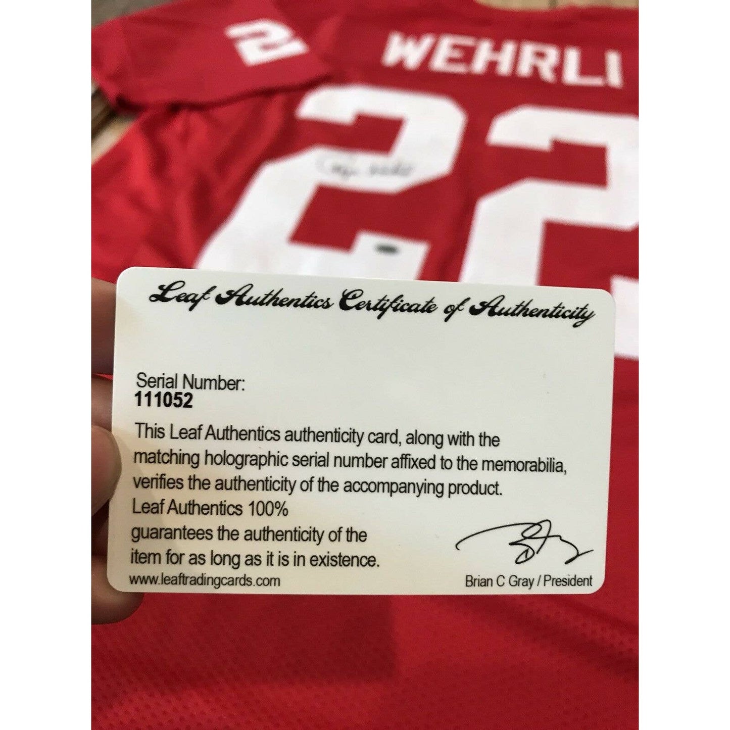 Roger Wehrli Autographed/Signed Jersey LEAF COA Arizona Cardinals Chicago Werhli - TreasuresEvolved