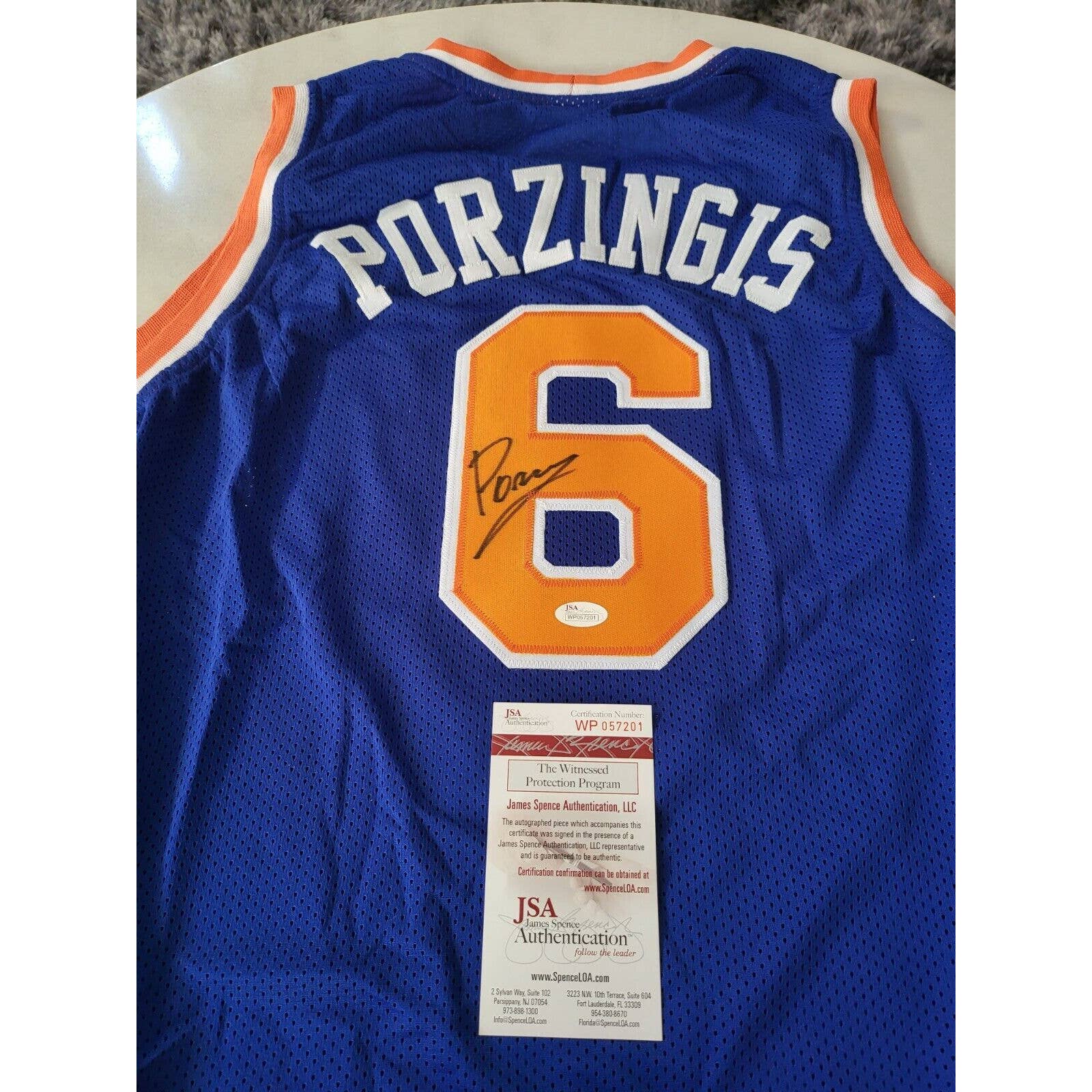 Kristaps Porzingis Autographed/Signed Jersey JSA COA New York Knicks NY - TreasuresEvolved