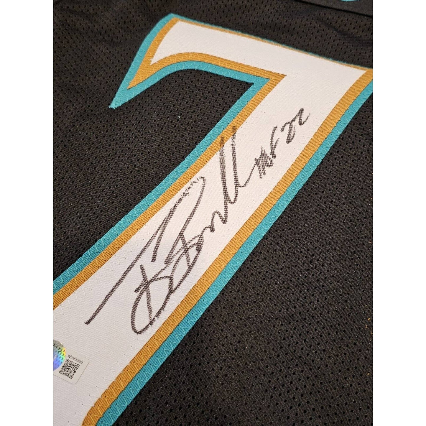 Tony Boselli Autographed/Signed Jersey Beckett Sticker Jacksonville Jaguars - TreasuresEvolved