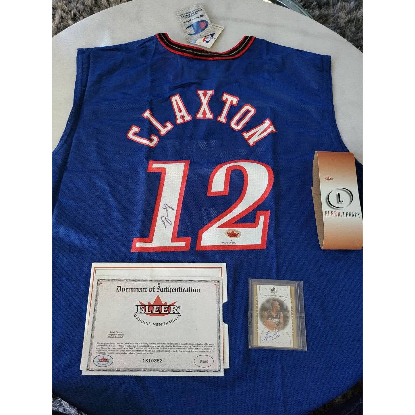 Speedy Claxton Autographed/Signed Jersey Fleer COA Philadelphia 76ers /150 - TreasuresEvolved