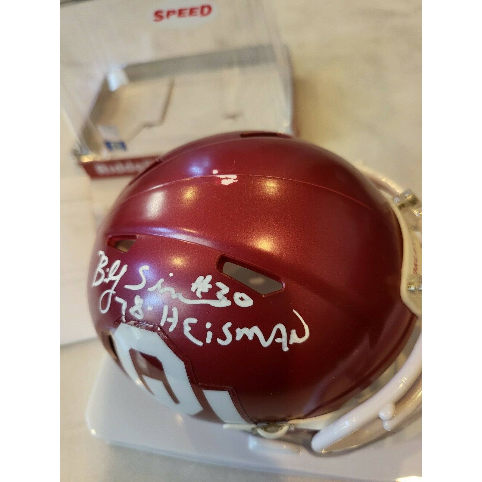 Billy Sims Autographed/Signed Mini Helmet TRISTAR Oklahoma Sooners Heisman - TreasuresEvolved