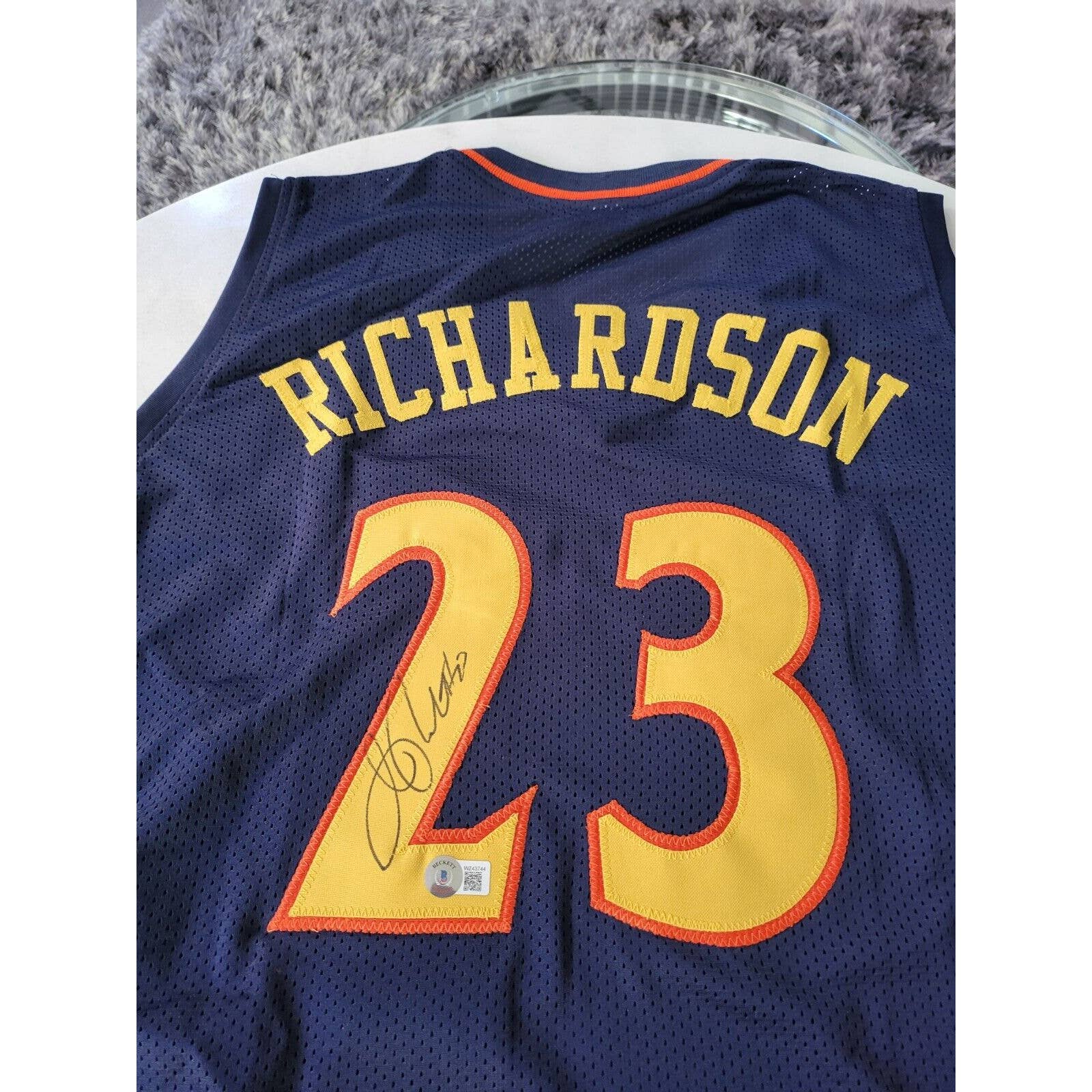 Jason Richardson Autographed/Signed Jersey Beckett Golden State Warriors - TreasuresEvolved